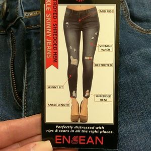 Women's Destroyed Ankle Skinny Jeans, Dark Wash